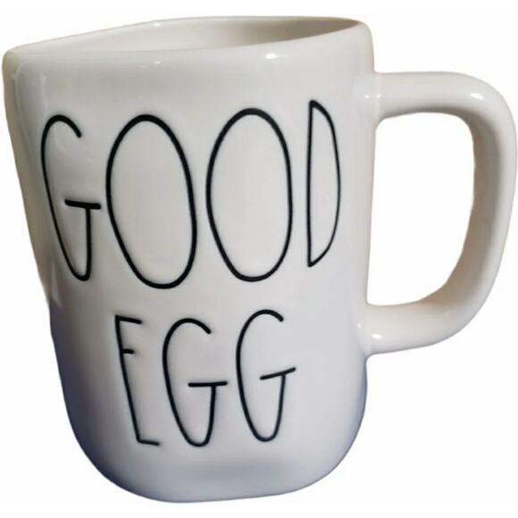 Rae Dunn White Good Egg Ceramic Coffee Mug • Glass Tea Beverage Easter Drink Cup - Picture 1 of 7